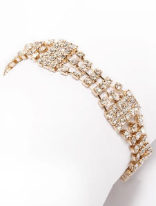 Bracelet de mariée doré avec strass