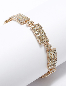 Bracelet de mariée doré carré avec strass