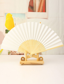 Éventail en satin mat blanc de 4 pièces