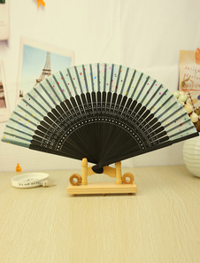 Éventail noir en satin mat de 4 pièces