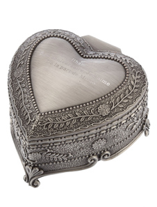 Boîte à bijoux de mariage personnalisée en cœur