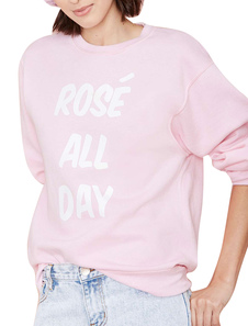 Sweat-shirt en coton rose imprimé lettres