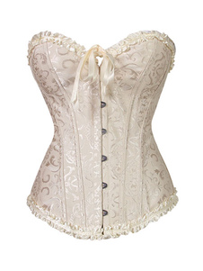 Corset sein couvrant abricot en satin stretch jacquard