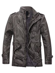 Manteau masculin en PU conception antique avec ceinture