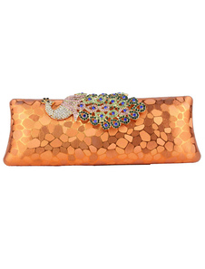 Sac horizontal brillant en PU avec strass de paon