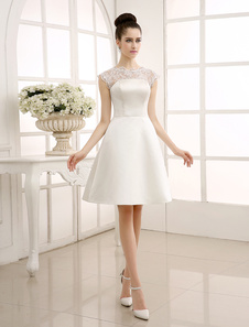 Robe mariée ivoire avec dentelle longueur genou