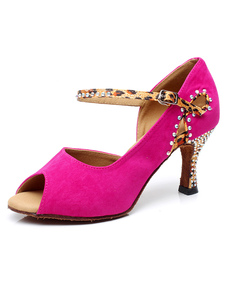 Chaussures de latine en tissu de terry à talon évasé