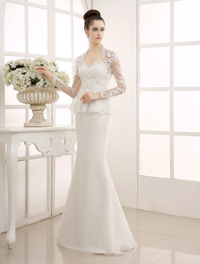 Robe de mariée ivoire sirène avec dentelle et veste