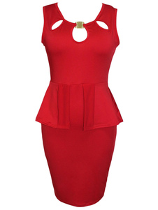 Mini robe creusée de faux deux-pièces avec péplum