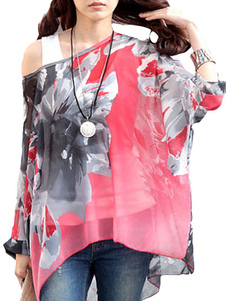 Blouse casual multicolore surdimensionné imprimé floral
