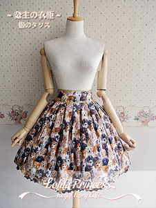 Jupe lolita multicolore en coton imprimé animal