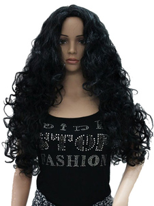 Spirale noir boucles longue perruque