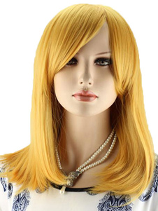 Perruque moyen côté balayé Bangs