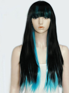 Split couleur Straight Cosplay perruque longue