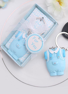 Porte-clé en résine en forme de vêtement bleu