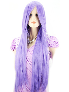 Perruque longue ligne droite Purple Halloween perruque des femmes en fibres résistantes à la chaleur