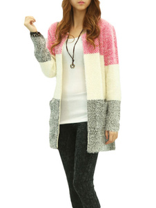 Cardigan casual tricolore color-block