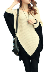 Pull bicolore surdimensionné à manches chauve-souris