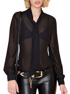 Blouse vintage en mousseline de soie noire