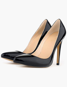 Escarpins à bout pointu et talon aigu en PU verni