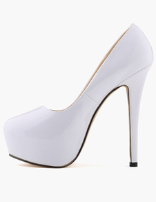 Chaussures à talon aigu en PU verni unicolore