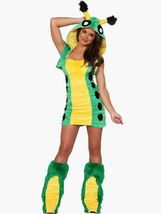 Costume d'insecte en polyester vert pour femme