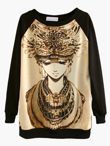 Sweat-shirt noir imprimé de princesse