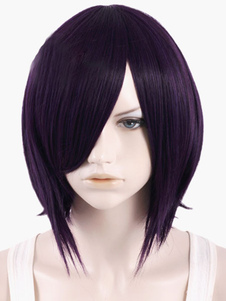 Perruque courte droite violette en fibre