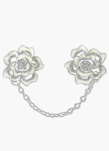 Broche de fleur blanche avec strass