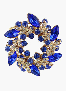 Broche ronde en forme de fleur avec strass