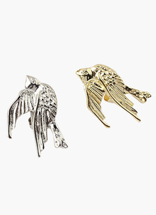 Boucles d'oreilles métalliques en forme oiseau