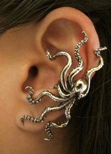 Boucle d'oreille métallique en forme de pieuvre