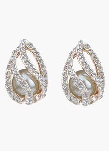 Goujon design de gouttes creusé avec perle