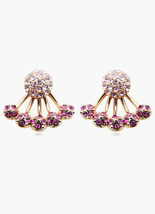 Earring Jackets métallique rond avec strass