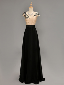 Robe de soirée en polyester avec dentelle col V