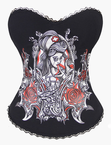 Corset sein couvrant en lycra spandex noir avec dentelle