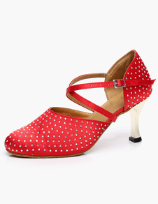 Strass évasée talon chaussures latines aux amandes