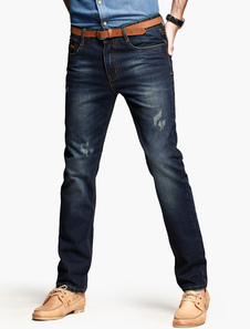 Jean homme slim en coton mélangé bleu