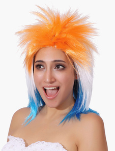 Perruque multicolore ébouriffée en fibre droite