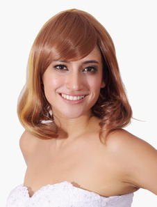 Perruque moyenne bicolore en fibre de boucles en bas