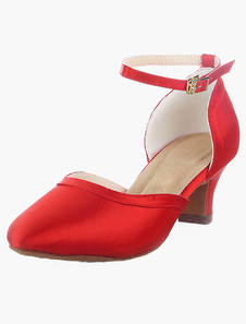 Chaussures de danse latine en soie et satin rouge