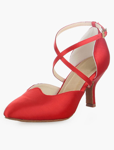 Chaussures de danse latine rouges à bout pointu