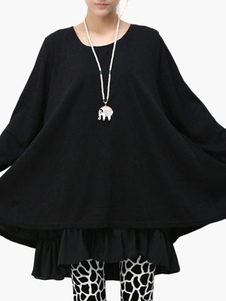 Robe pull unicolore avec noeud surdimensionné