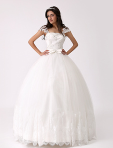 Robe mariage bustier en tulle ivoire avec dentelle