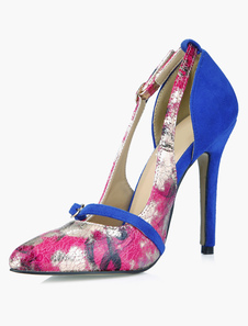 Escarpins à bout pointu en PU multicolore imprimé fleuri