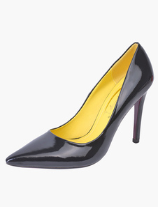 Escarpins à bout pointu et talon aigu en PU verni