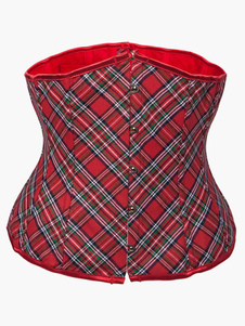 Corset sein nu rouge en coton écossais
