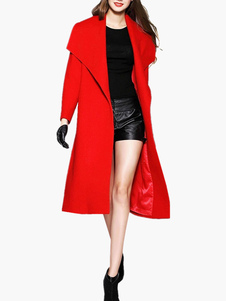 Manteau en laine mélangée rouge unicolore
