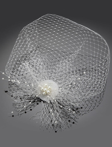 Voile à joues en voile de tulle avec perles