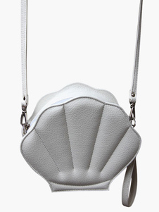 Sac de lolita en PU unicolore blanc de forme coquille